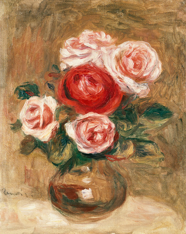 Rozen in een vaas  van Pierre-Auguste Renoir
