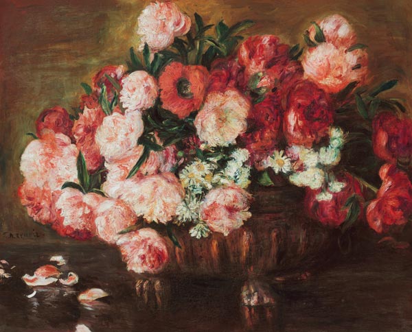 Stilleven met pioenen van Pierre-Auguste Renoir