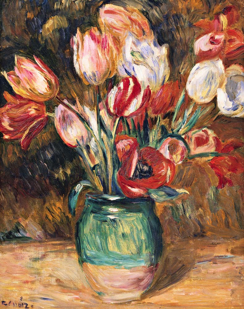 Tulips in a Vase van Pierre-Auguste Renoir