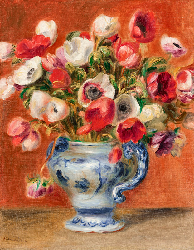 Vase D''Anemones van Pierre-Auguste Renoir