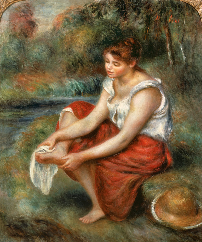 Woman Washing her Feet van Pierre-Auguste Renoir