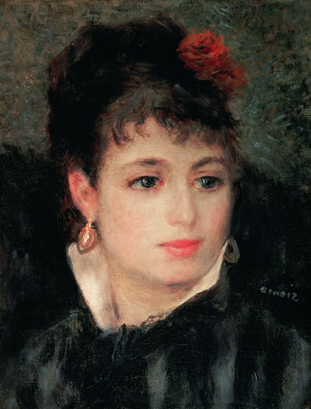 Woman with a rose in her hair van Pierre-Auguste Renoir