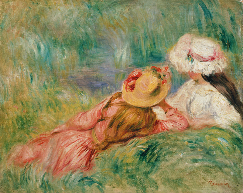 Jonge meisjes aan het water, c.1893 van Pierre-Auguste Renoir