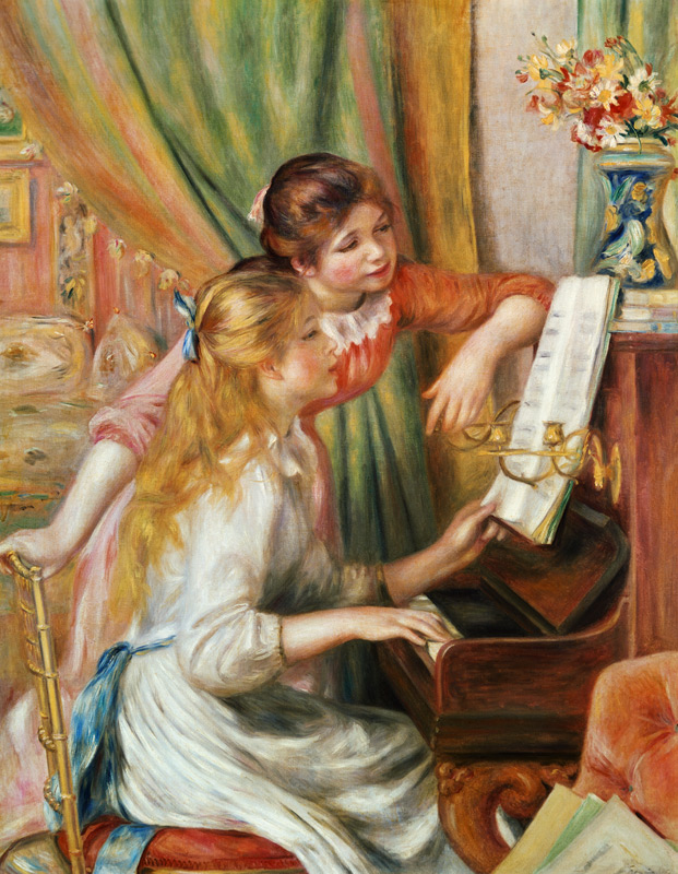 Twee meisjes achter de piano - Pierre-Auguste Renoir van Pierre-Auguste Renoir