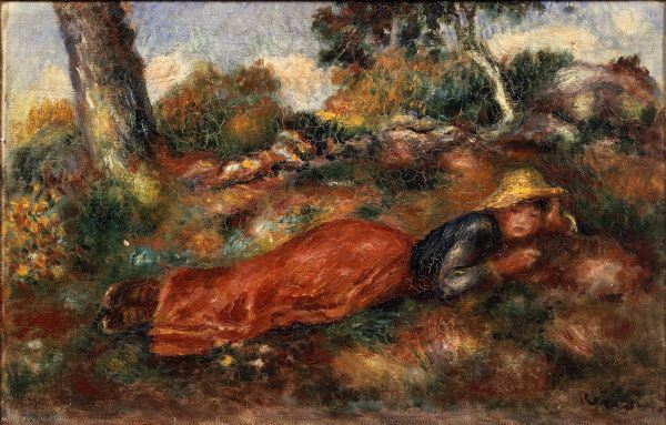 A. Renoir / Jeune fille sur l herbe van Pierre-Auguste Renoir
