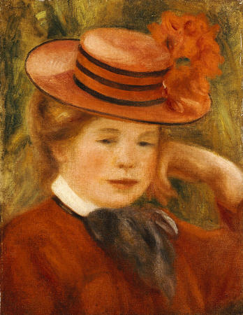 A Young Girl With A Red Hat van Pierre-Auguste Renoir