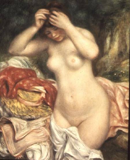 Bather Arranging her Hair van Pierre-Auguste Renoir