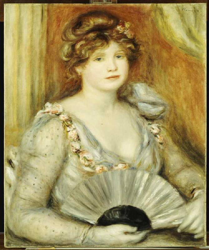 Bildnis einer Frau mit Fächer. van Pierre-Auguste Renoir