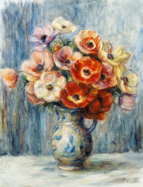 Blumenstrauß in Keramikkrug van Pierre-Auguste Renoir