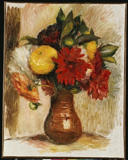 Bouquet of Flowers in a Stone Jug van Pierre-Auguste Renoir