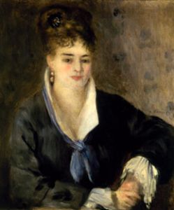 Dame in schwarzem Kleid. van Pierre-Auguste Renoir