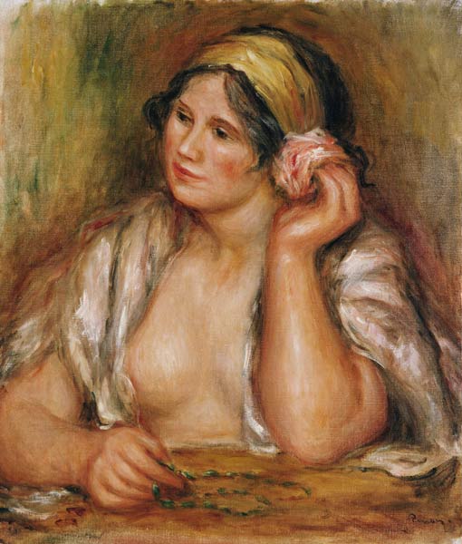 Gabrielle with Green Necklace, c.1905 van Pierre-Auguste Renoir