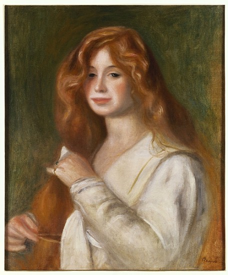 Girl Combing her Hair van Pierre-Auguste Renoir