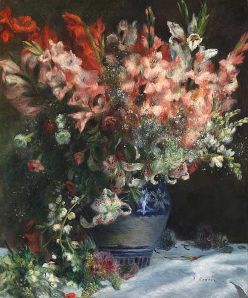 Gladioli in a Vase van Pierre-Auguste Renoir