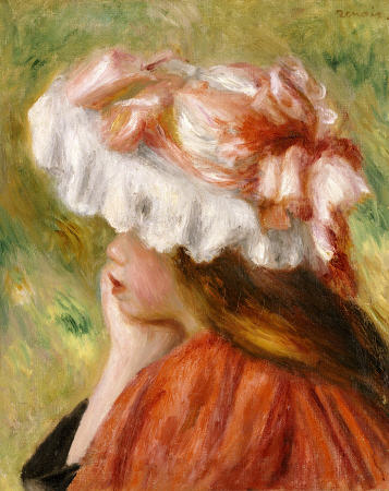 Head Of A Young Girl In A Red Hat van Pierre-Auguste Renoir