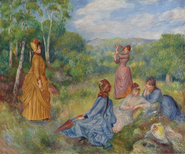 Young Ladies Playing Badminton van Pierre-Auguste Renoir