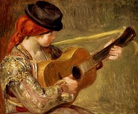 Mädchen mit Gitarre van Pierre-Auguste Renoir