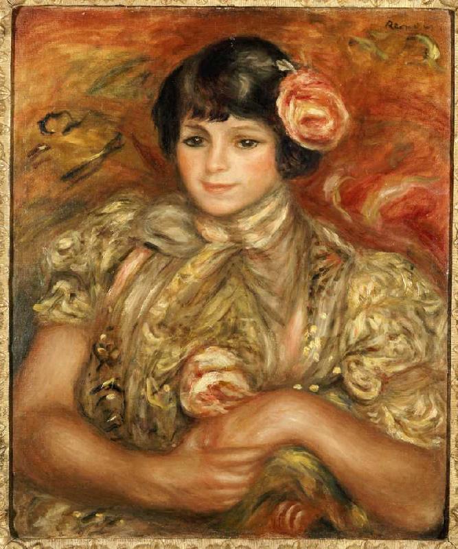Mädchen mit Rose. van Pierre-Auguste Renoir