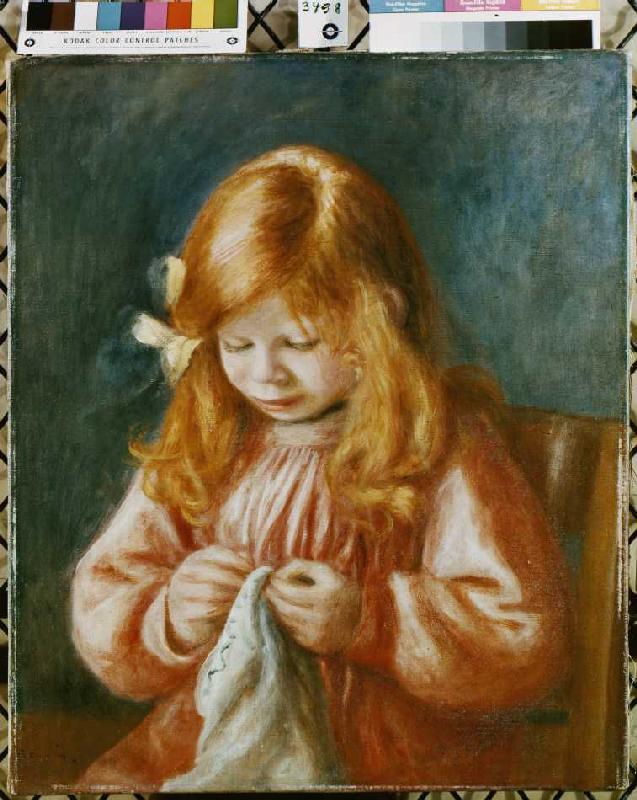 Nähendes Kind. van Pierre-Auguste Renoir