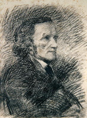 Portrait of Richard Wagner (pencil on paper) van Pierre-Auguste Renoir