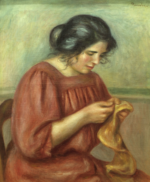 Renoir / Gabrielle sewing / 1908 van Pierre-Auguste Renoir