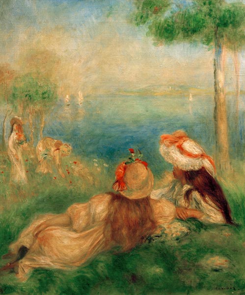 Junge Mädchen an der Küste van Pierre-Auguste Renoir