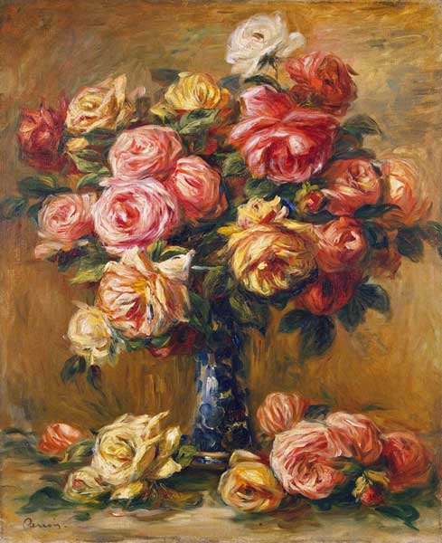 Roses in a Vase van Pierre-Auguste Renoir