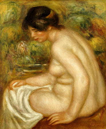 Side View Of A Seated Bather (Gabrielle) van Pierre-Auguste Renoir