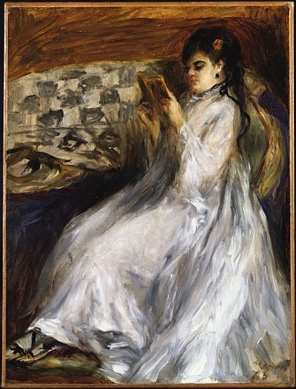 Woman in White Reading van Pierre-Auguste Renoir