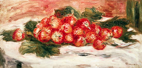 Erdbeeren auf weißem Tischtuch van Pierre-Auguste Renoir