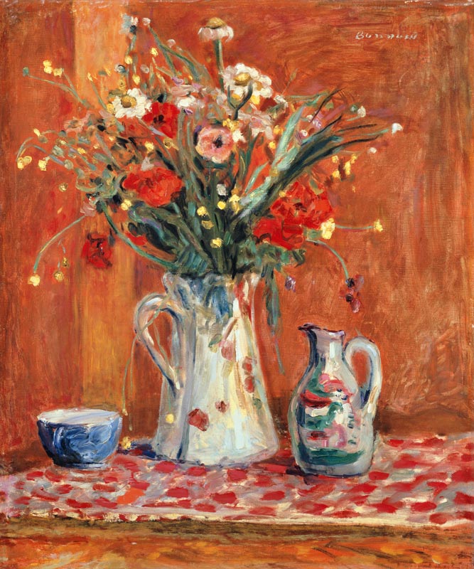 Blumenstrauß und Keramik-Gefäße (Fleurs avec poterie) van Pierre Bonnard