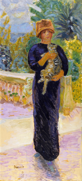 Dame mit Katze van Pierre Bonnard
