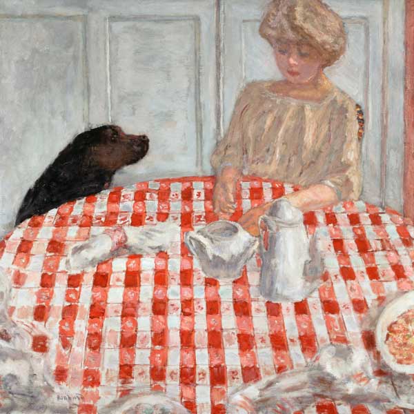 The red-chequered Tablecloth or The Dog’s Dinner van Pierre Bonnard