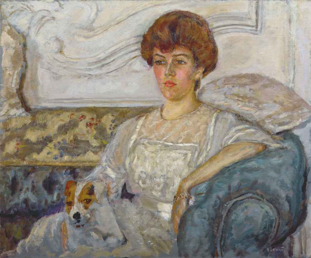 Woman on a blue sofa van Pierre Bonnard