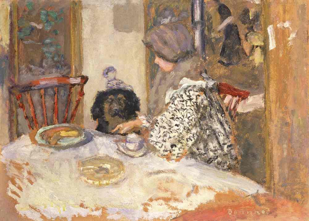 Woman with a Dog at the Table van Pierre Bonnard