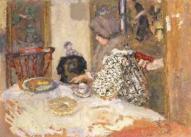 Woman with a Dog at the Table