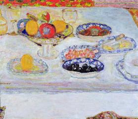 Bowl and Plates of Fruit