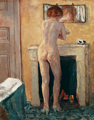 Nude before Fire-place, Back View