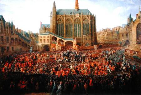The Departure of Louis XV (1710-74) from Sainte-Chapelle after the 'lit de justice' which ended the van Pierre-Denis Martin