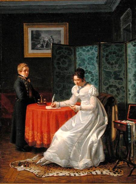 Woman Writing a Letter van Pierre Duval-Lecamus
