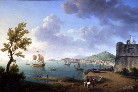 View of Naples from the Castel dell'Ovo to Mergellina van Pierre Joseph Petit