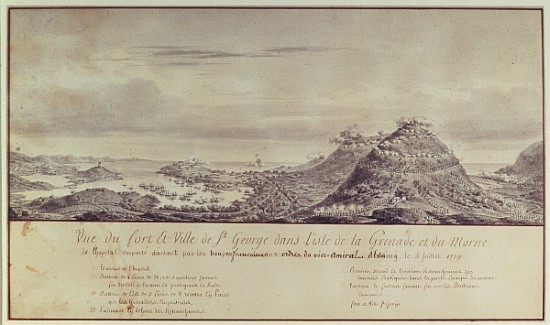 The French Capture Grenada, 1779 (watercolour) van Pierre Ozanne