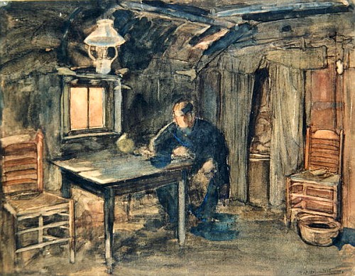 Hannes Van Nistelrode Seated in His Farmhouse van Piet Mondriaan