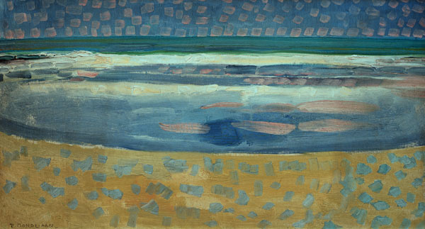 Sea at sunset van Piet Mondriaan