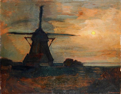 Oostzijdse Mill in Moonlight van Piet Mondriaan