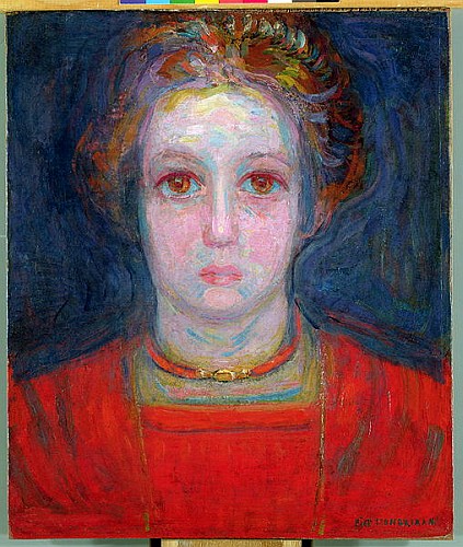 Portrait of a Girl in Red van Piet Mondriaan