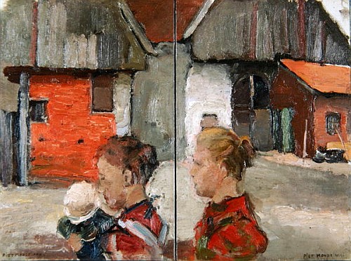 Rear Gables of Farm Buildings with Figures van Piet Mondriaan