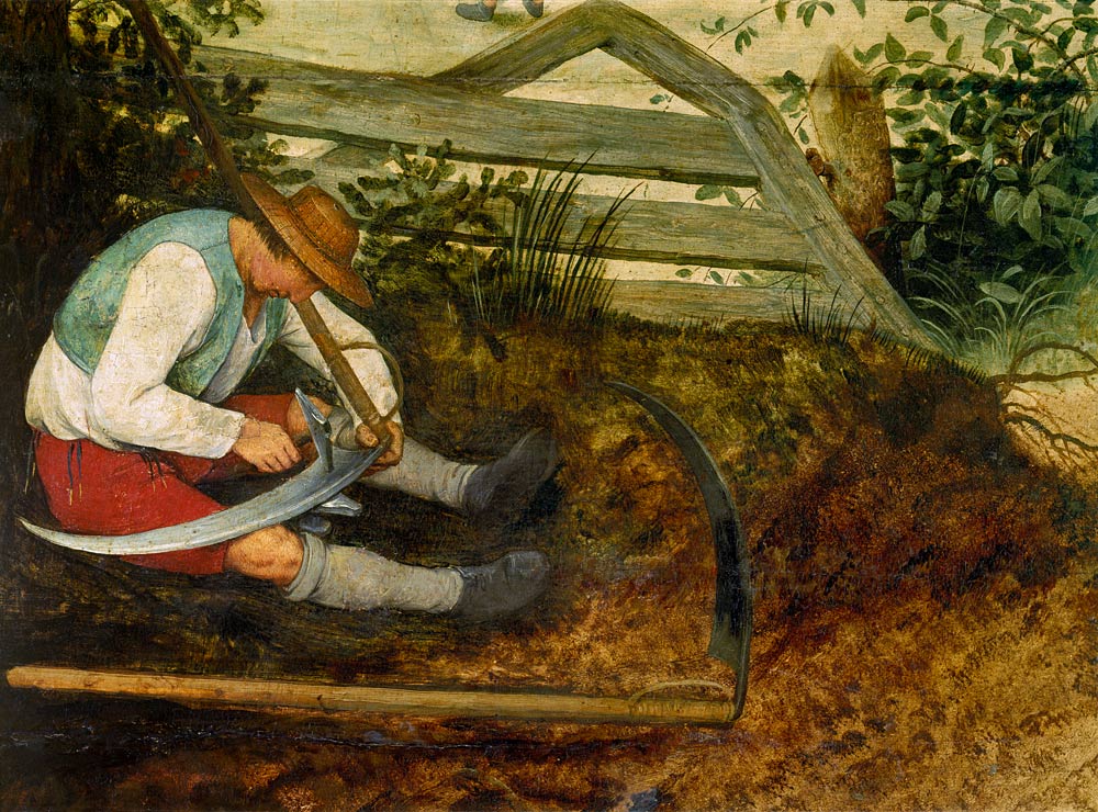 Bauer beim Dengeln seiner Sense van Pieter Brueghel de oude