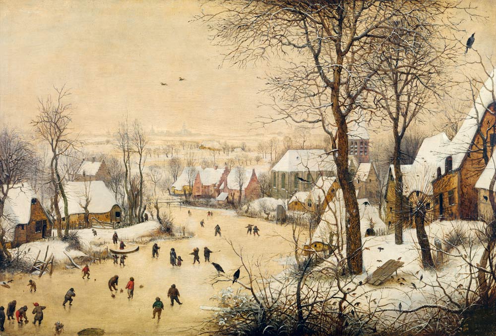 Winter Landscape with Skaters and a Bird Trap van Pieter Brueghel de oude