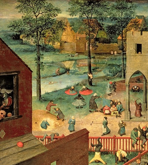 Children''s Games (Kinderspiele), 1560 (detail of 68945) van Pieter Brueghel de oude